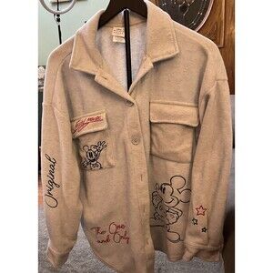 Disney Mickey Mouse Ladies Fleece Shirt Embroidered Gray Sz XL 16/18 Chest